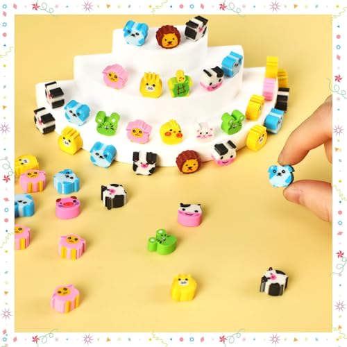 JUNEBRUSHS 150 Stück Mini Radiergummis Kinder,Kleine Bleistift Radiergummi Niedliche Radiergummis für Kinder Schüler (Mehrfarbig)