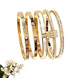5-Piece Elegant Stainless Steel Bracelet Set: From minimalist sparkle to dazzling crystal embellishments, the Repertoireof bracelet set set offers five distinct styles that can be worn alone for understated elegance or stacked for bold, trendy looks