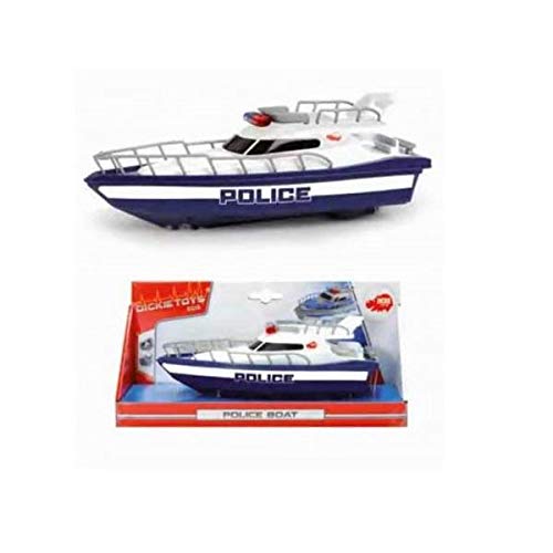 DICKIE - Boot Police cm. 23 L&S batteriebetrieben, Farbe Weiß und Blau, 203714004SII