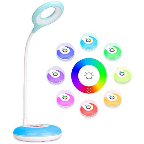 mafiti Cordless LED Desk Lamp with Adjustable Arm and Colorful Night Light Base Cover