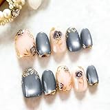 30Pcs Cat Eye Press on Nails Short Almond Fake Nails 3D Gold Flowers False Nails Press ons French Tip Acrylic Nails Artificial Oval Glue on Nail for Women Manicure Nails Decoration