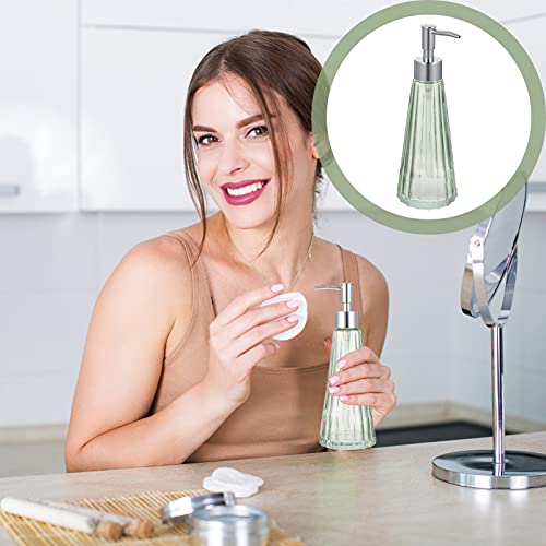 Cabilock Luz Verde Garrafa Imprensa Bomba Dispensador de Sabão de Vidro Vazio Recarregáveis Recipien