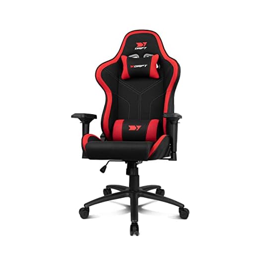 DRIFT GAMING Silla DR110 -DR110BR - Silla Profesional, Tejido Fabric Alta transpriación, reposabrazos 4D, Ruedas silenciosas, Piston Clase 4, inclinación, Cojines Cervical/Lumbar, Negro/Rojo