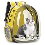 TOYSINTHEBOX Cat Backpack/Cat Backpack Bubble Expandable Foldable Breathable for Small Medium Dogs Cats, Space Capsule Bubble Window Pet Carrier Backpack for Hiking, Travelling, (Yellow)