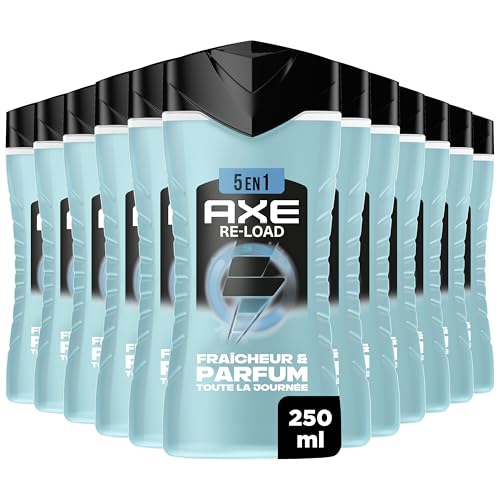 AXE - Gel Douche Homme 5en1 Re-Load - 24h Hydratant - 87% d'Ingrédients d'origine naturelle - parfum frais &amp; vivifiant - lot 12x250ml