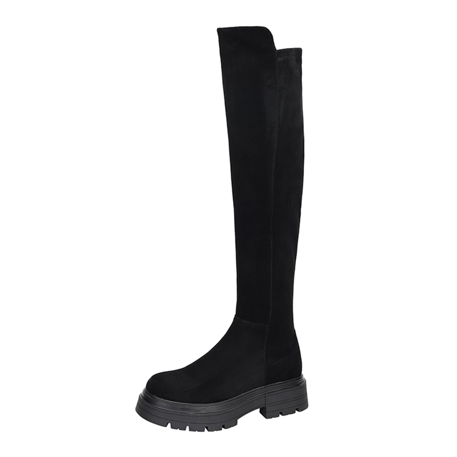 Womens Thick-Heeled Over-The-Knee Boots With Thick Soles Mid-Heeled Round Toes And Slip-On Elastic High Boots Are Suitable For