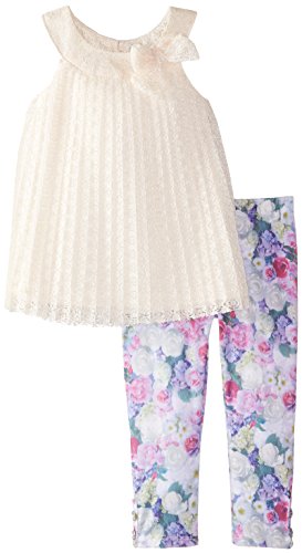 Image of Forever Me Little Girls' Pleated Lace Tunic with Printed Legging