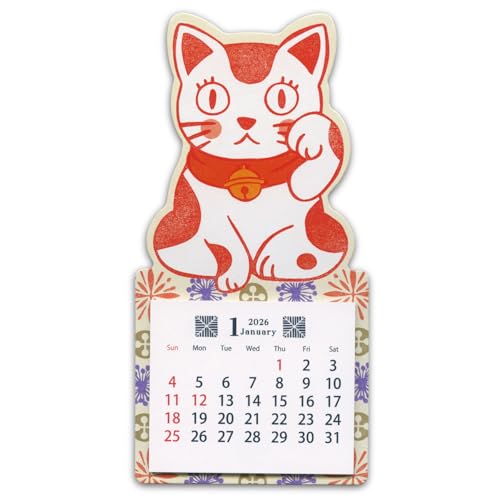 アクティブコーポレーション 2026 カレンダー 梅屋の縁起物 マグネットカレンダー 招き猫 26ACL-704 2026年 1月始まり