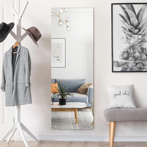 Tangkula 10614 Full Length Mirror Wall Mounted, 43 X 15 Inch Rectangle Frameless Mirror W/Beveled Edge thumb #1