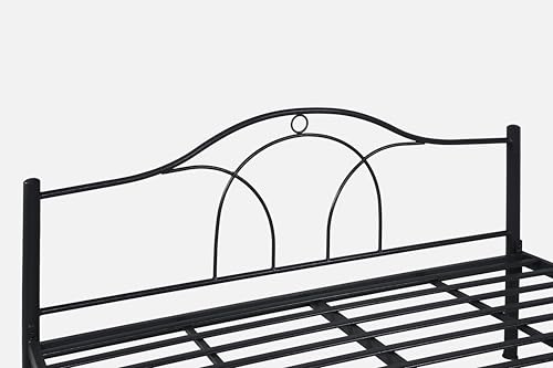 Image of Alto Metal King Size Bed Without Storage | Wrought Iron Double Bed with Headboard & Footboard | Sturdy Powder Coated Platform Bed King Size Cot for BedroomLivingRoom Black (75x72)