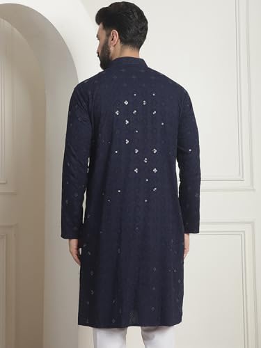 Image of SOJANYA Men Cotton Rayon Regular Fit (Since 1958 Embroidered Sequinned Only Long Kurta