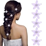 Bartosi Hair Barrettes for Women Purple Flower Hair Clips Bride Wedding Hairpin Rhinestone Hair Pins