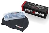 Triathlete's Speed Hound Alcatraz Swimming Goggles and Cap Bundle (Black, Adult)