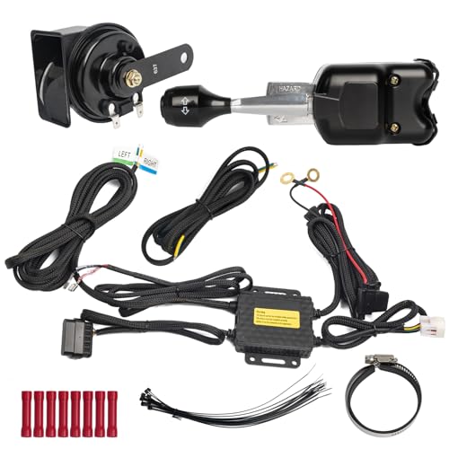 BystralX UTV Turn Signal Kit with 110dB Horn Plug and Play Pre-Wired UTV Blinker Kit with Lever Column Switch DC10-48V 10A UTV Street Legal Compatible with Polaris Can-Am Teryx Golf Cart
