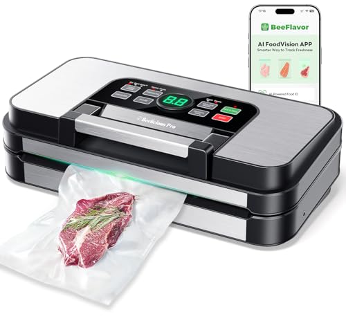 Envasadora al vacío Precision Pro de 95 Kpa con funciones 10 en 1, mango Easy-Lock, doble sellado térmico y doble bomba, máquina de envasado al vacío para alimentos con almacenamiento de bolsas
