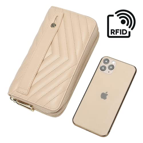 Image of Daisy Rose Dual Zipper Phone Clutch and Wallet for Women - RFID Blocking, PU Vegan Leather Multi-Card Organizer
