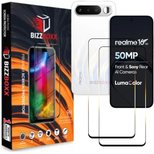 Image of Screen Guard For realme 16 5G Tempered Glass Screen Protector Guard - HD Clarity, Anti-Fingerprint Temper Guard (For realme 16-6.57 inch) With Installation Kit - Pack of 2