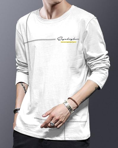 Image of Noble Monk Men Full Sleeve Round Neck T-Shirt | Printed Sleeves |Regular fit Tshirt for Men