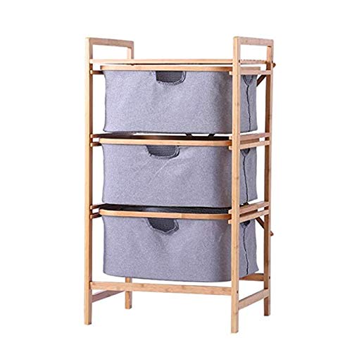 Panier à linge design en bambou avec triple sac amovible