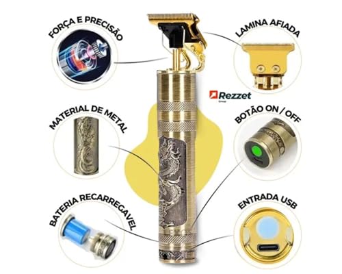 Maquininha de acabamento profissional Dragão Barba cabelo kit 4 pentes mas Oleo lamina ajustavel big