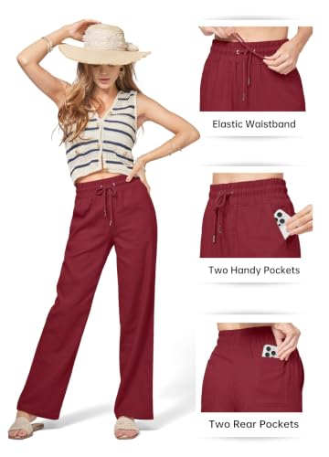 Image of Willit Women Linen Pants Wide Leg Palazzo Trousers 29 inch /31 inch / 33 inch