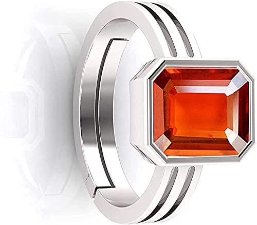 Bague grenat hessonite ajustable en argent pour changer de doigt