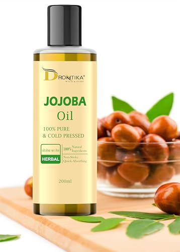 Image of Drontika Wild & Pure Cold Pressed Jojoba Oil for Hair Growth, Face Glow & Skin - 200ml 100% Pure, Organic, Virgin & Unrefined | For Hair Growth, Radiant Skin & Moisturization