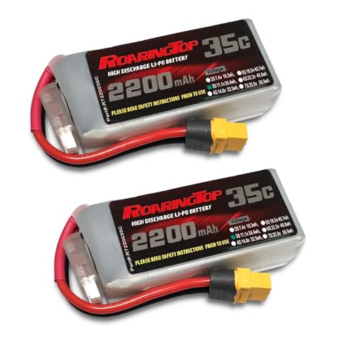 RoaringTop 3S Lipo Akku 2200mAh 11.1V 35C mit XT60 Stecker wiederaufladbarer Hochkapazitäts RC Flugzeug Batterie Weicher Fall Passend für FPV Drohne Flugzeug RC Quadcopter Hubschrauber