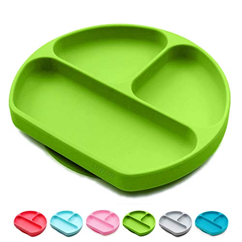 Toddler Suction Plate and Bowl That Stick to highChair, Non Slip Silicone Feeding