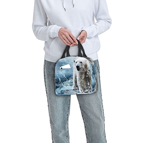Debou Cool Animal White Polar Bear Insulated Lunch Bag Cooler Tote Reusable Leakproof Lunch Box Easy Clean For Work Office Picnic Beach Or Travel #TOP7