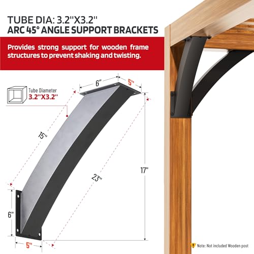ZiViLi Q235-Steel Integrated Arc 45 Degree Pergola Support Bracket 4''x4''（Actual Tube Dia: 3.2''x 3.2''） Heavy Duty 4Pack by ZiViLi - Used condition - Image 3