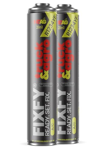 FIXFY - FIXFY Truck & Agro - Kit 2 en 1 pour grand climatiseur - Remplacement du réfrigérant R1234yf avec huile et colorant UV - Recharge autonome de climatisation dans les camions et machines agricoles