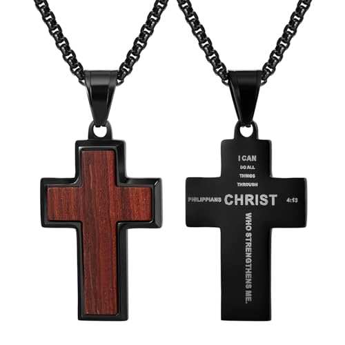 Collier homme croix en bois pour un style gothique punk unique