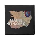 Aimant Frigo Céramique Carré   Maine et Loire 49 Departement Angers Carte Ancienne   Format 5x5cm  Magnet Décoratif Souvenir pour Réfrigérateur et Tableau Magnétique Imprimé en France