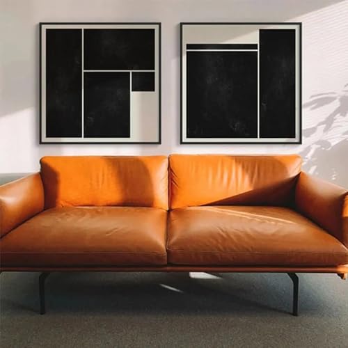 Toile géométrique noir et blanc sans cadre, lot de 2 affiches pour habiller un mur de salon