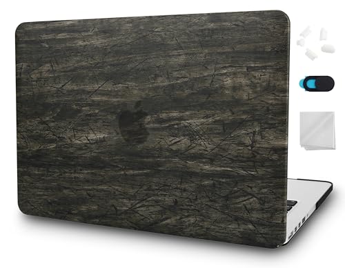 KECC Compatible with MacBook Pro 15 inch Case 2019 2018 2017 2016 Release A1990 A1707 Protective Italian Leather Hard Shell Case, Brown Wood Leather