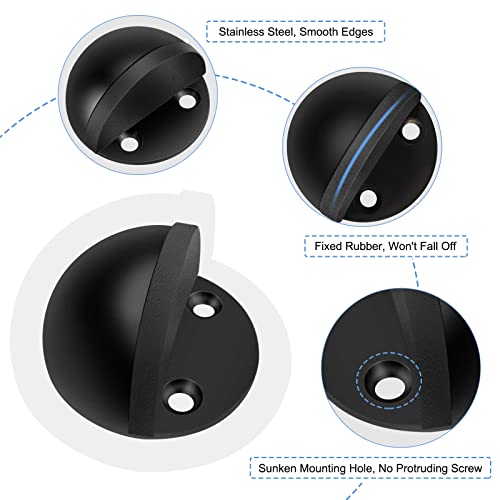 Gudui DOOR-STOPPER-008 Stops, Floor Door Stopper 4 Pack No Drill Doorstops Black Rubber Bumper Door Stoppers thumb #3