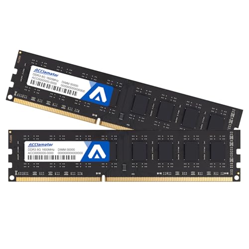 Acclamator DDR3 16GB (2x8GB) 1600MHz (PC3-12800) CL11 1.5V Non-ECC Unbuffered 240-pin UDIMM PC Computer Desktop Memory Module Ram Upgrade