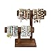 Ikee Design 2 Tier Wooden Jewelry Bracelet Watch Display Tower, Bangle Scrunchie Necklace Holder Storage Stand, 7.9 W x 4.3 D x 9.4 H in, Brown Color