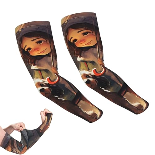 VTCTOASY Arm Sleeves for Men Women UV Sun Protection Sleeves Girl Dog in the Rain Arm Sleeve Cooling Tattoo Cover