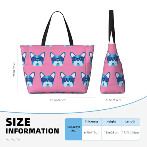 Grand sac de plage bouledogue français imprimé original avec poignées