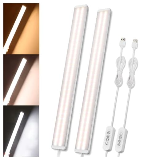 Linkind 120-LED underskåp lampor, dimbar USB-driven 40 cm under skrivbord skåp lampa med 3 färger, 600 lm superljus för kök, skrivbord, hylla, disk, skärm, omkopplarkontroll, 2-pack