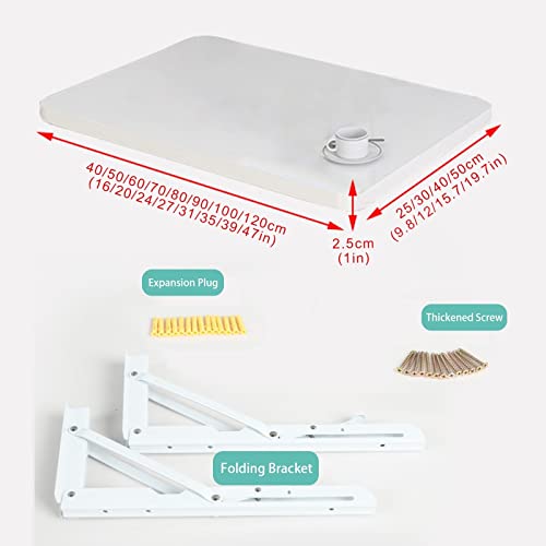 Table de bureau pliable JATIBOSH établi mural rabattable acier teck 70cm - 3