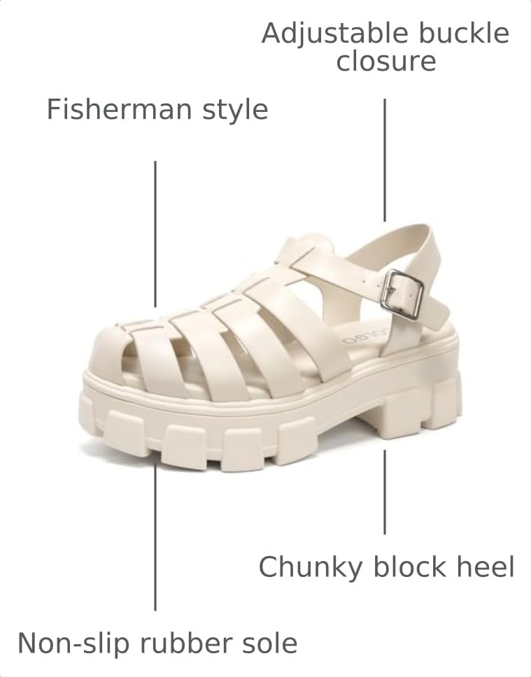 Image of Colgo Womens Platform Wedge Sandals Chunky Block Heeled Adjustable Buckle Fisherman Sandals for Summer