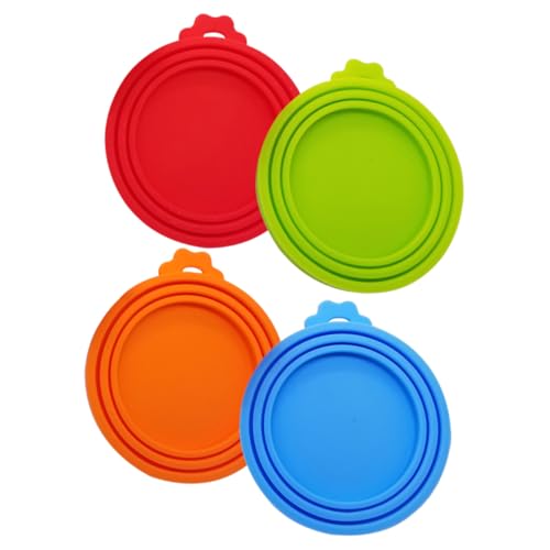NUOBESTY 4 adet silikon yedek kapak, konserve kutuları için, kedi maması ve köpek maması için konserve kapağı, taze tutma kapağı, kolay kullanım, temizlik