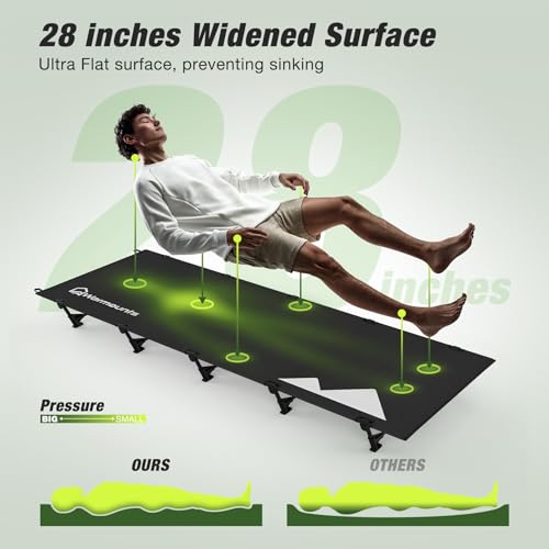 Ultralight-Compact-Camping-Cot-60s-Easy-Set-Up-28-Wide-Surface-Supports-330lbs-5-Stabilizers-Portable-Folding-Backpacking-Cot-wStorage-Bag-for-Outdoors-and-Home-Oxford-Black