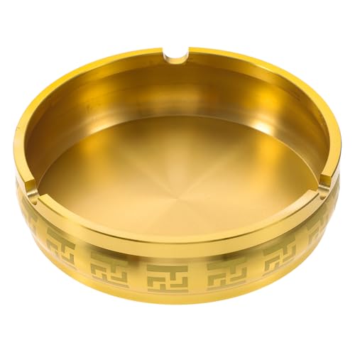 NOLITOY Simple Ashtray Round Brass Tabletop Ash Holder Safety Metal Butt Holder