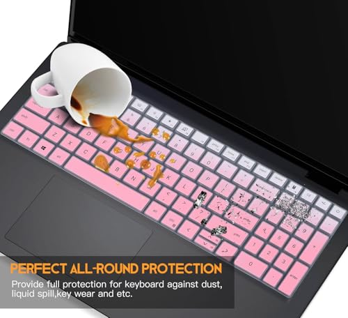 Keyboard Cover for Dell Inspiron 15 3510 3511 3515 3520 3530 3535 15.6/Inspiron 16 5640 5645 16",2025 Dell 15 Laptop DC15250 DC15255 15.6/15.6 Dell Latitude 3520 Skin -Ombre Pink