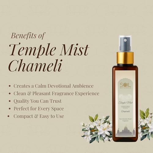 Image of Temple Mist Chameli Air Freshener Spray 100ml | Pure Natural Long Lasting Jasmine Room Freshener For Home, Car, Office, Living Room, Pooja Room Mandir Meditation Fragrance Mist