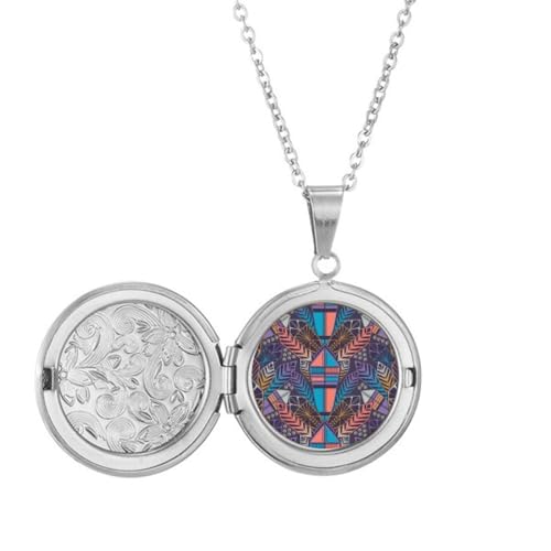 Collier médaillon coloré au motif symétrique élégant pour femme